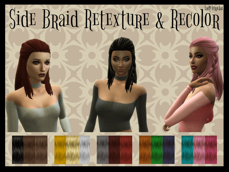 Sims 4 Side Braid Retexture & Recolor - Cats and Dogs needed by LadyLorelai