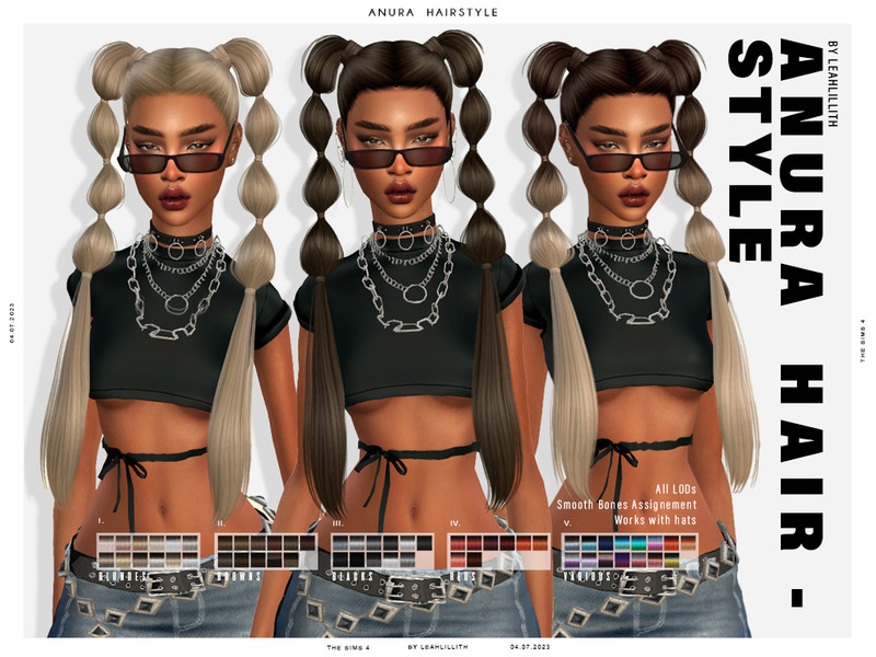 Sims 4 Anura Hairstyle by Leah Lillith