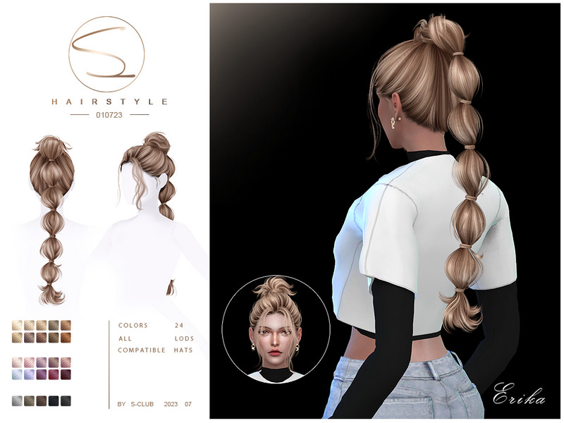 Sims 4 Braid hairstyle Erika(010723) by S-Club