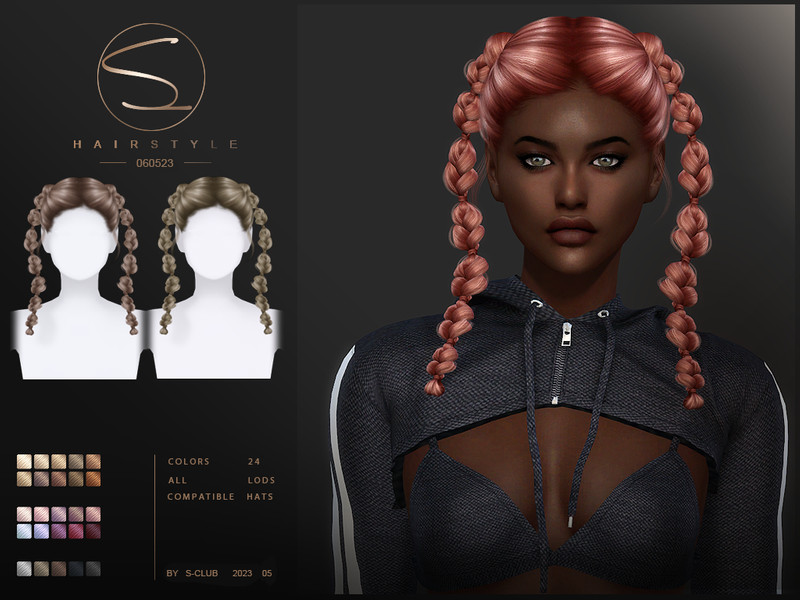 Sims 4 Double  braid hairstyle 060523(SARAH) by S-CLUB by S-Club