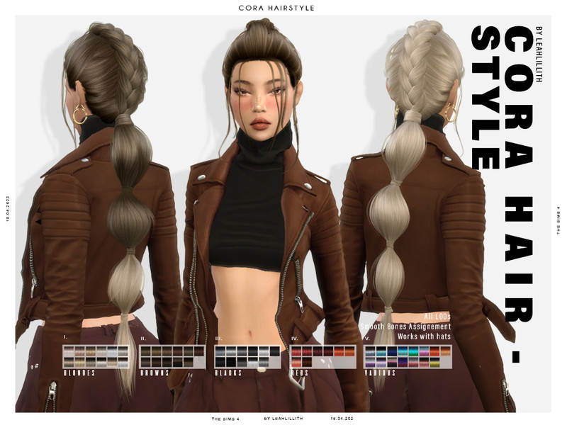 Sims 4 Cora Hairstyle by Leah Lillith