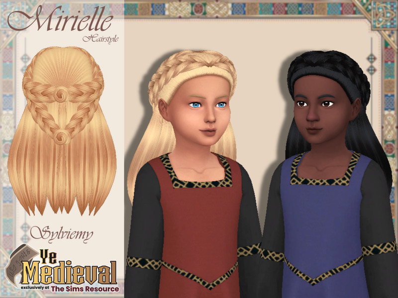 Sims 4 Ye Medieval Mirielle Hairstyle (Child) by Sylviemy