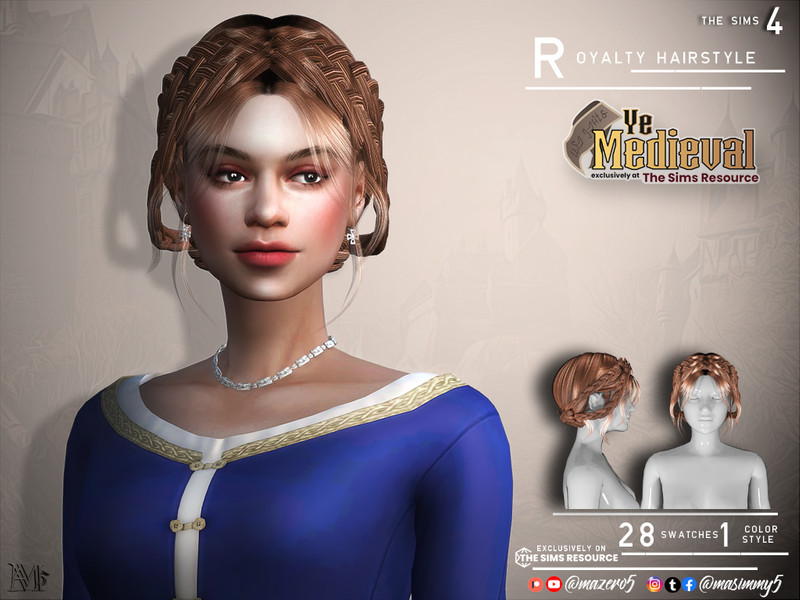 Sims 4 Ye Medieval Royalty Hairstyle by Mazero5