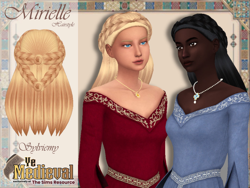 Sims 4 Ye Medieval Mirielle Hairstyle by Sylviemy
