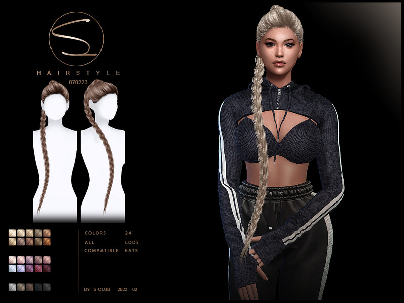 Sims 4 Long braid hairstyle Monica(070223) by S-Club