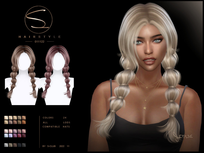 Sims 4 Double bubble braid 061122(Jennie) by S-Club by S-Club