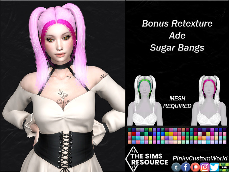 Sims 4 Bonus Retexture of Sugar Bangs by Ade by PinkyCustomWorld