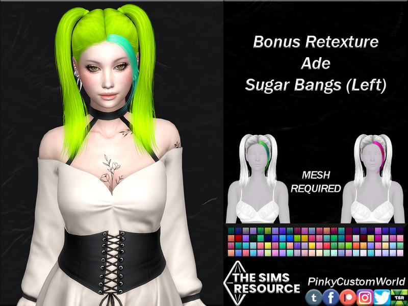 Sims 4 Bonus Retexture of Sugar Bangs (Left) by Ade by PinkyCustomWorld
