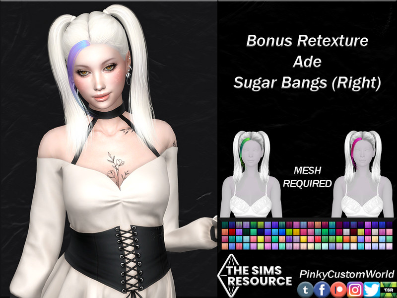 Sims 4 Bonus Retexture of Sugar Bangs (Right) by Ade by PinkyCustomWorld