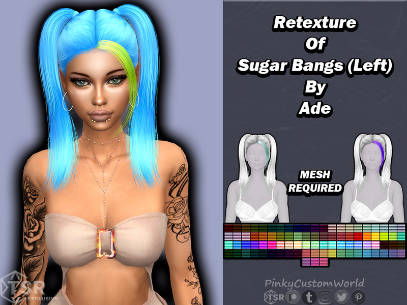 Sims 4 Retexture of Sugar Bangs (Left) by Ade by PinkyCustomWorld