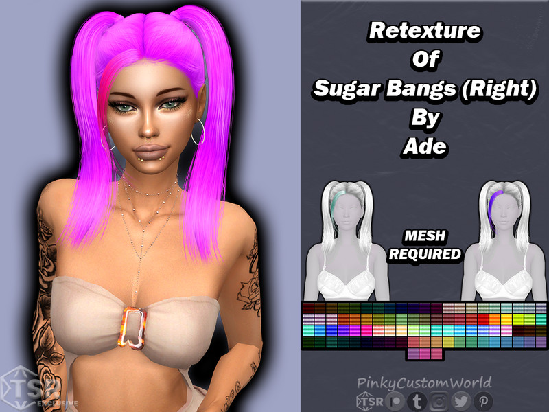 Sims 4 Retexture of Sugar Bangs (Right) by Ade by PinkyCustomWorld
