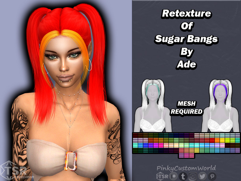 Sims 4 Retexture of Sugar Bangs by Ade by PinkyCustomWorld