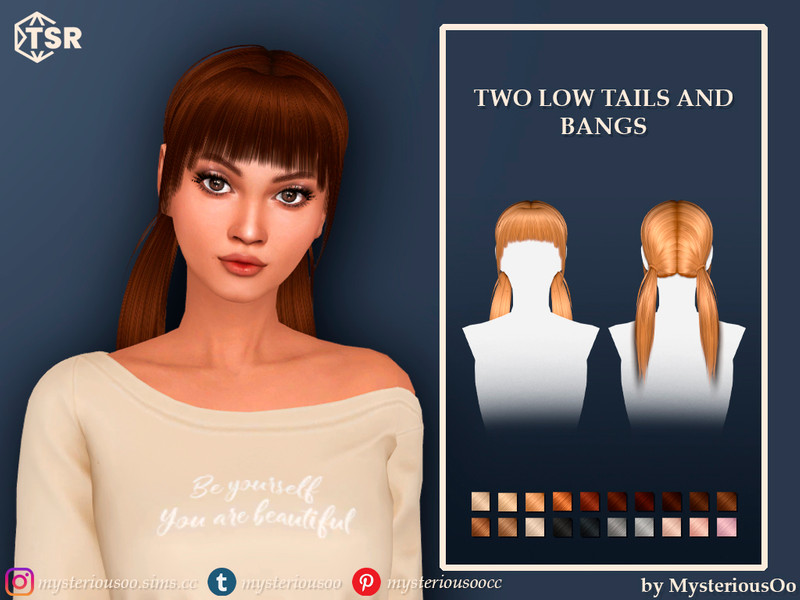 Sims 4 Two low tails and bangs by MysteriousOo