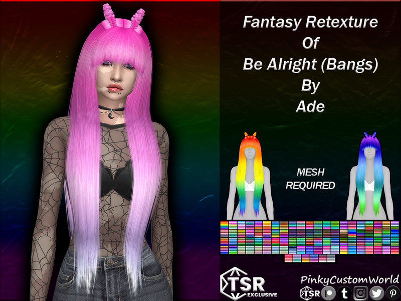 Sims 4 Fantasy Retexture of Be Alright (Bangs) hair by Ade by PinkyCustomWorld
