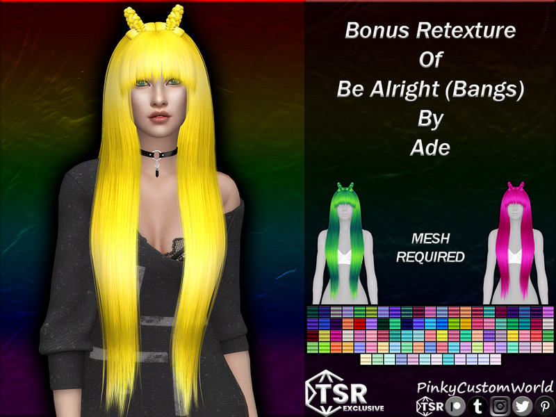 Sims 4 Bonus retexture of Be Alright (Bangs) hair by Ade by PinkyCustomWorld
