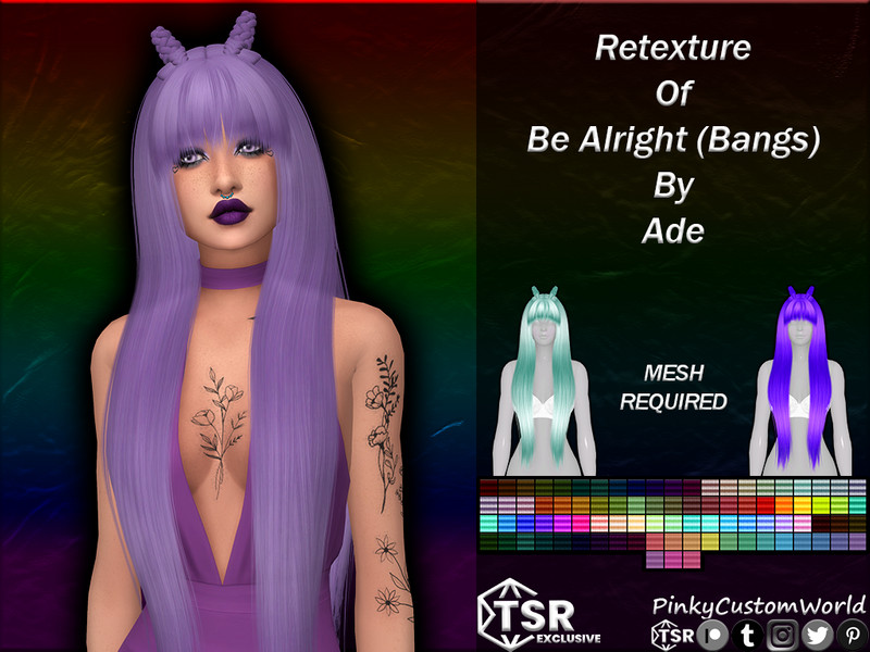 Sims 4 Retexture of Be Alright (Bangs) hair by Ade by PinkyCustomWorld