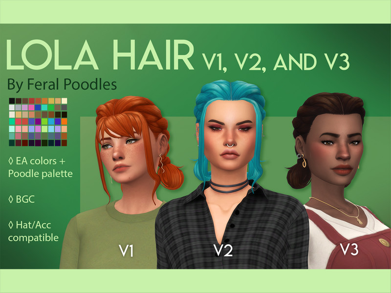 Sims 4 Lola Hair v2 (half bangs) by feralpoodles