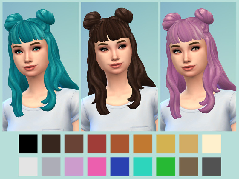 Sims 4 E-girl hair - Buns&Bangs by Mai_alyssa