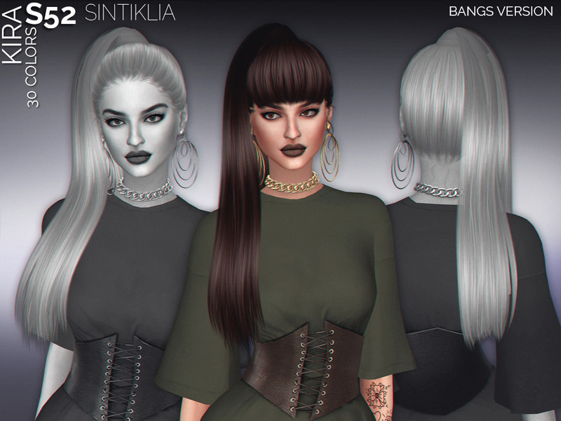 Sims 4 Sintiklia - Hair s52 Kira with bangs by SintikliaSims