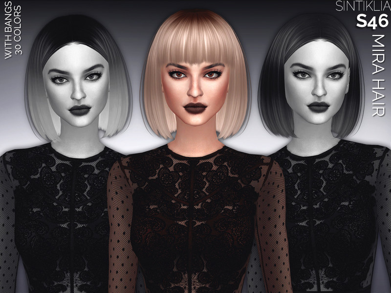 Sims 4 Sintiklia - Hair s46 Mira with bangs by SintikliaSims