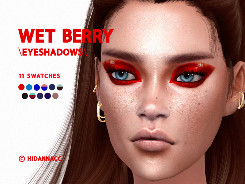 Sims 4 Wet Berry Makeup - Glossy Eyeshadows (HidannaCC) by [HIDANNA]