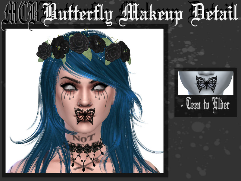 Sims 4 Butterfly Mouth Makeup Detail by MaruChanBe