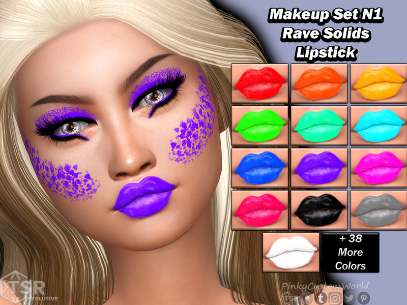 Sims 4 Makeup Set N1 - Rave Solids Lipstick by PinkyCustomWorld