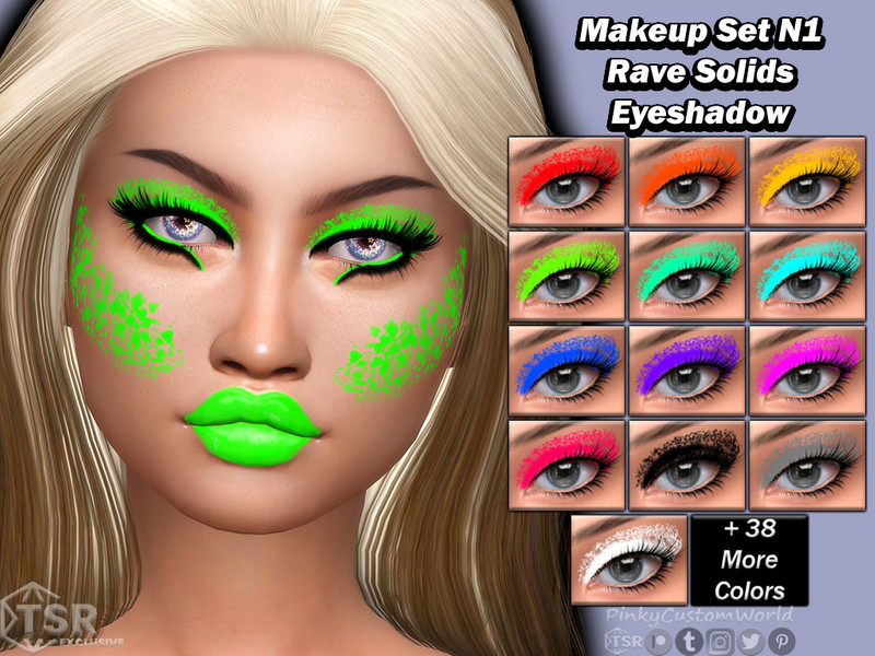 Sims 4 Makeup Set N1 - Rave Solids Eyeshadow by PinkyCustomWorld