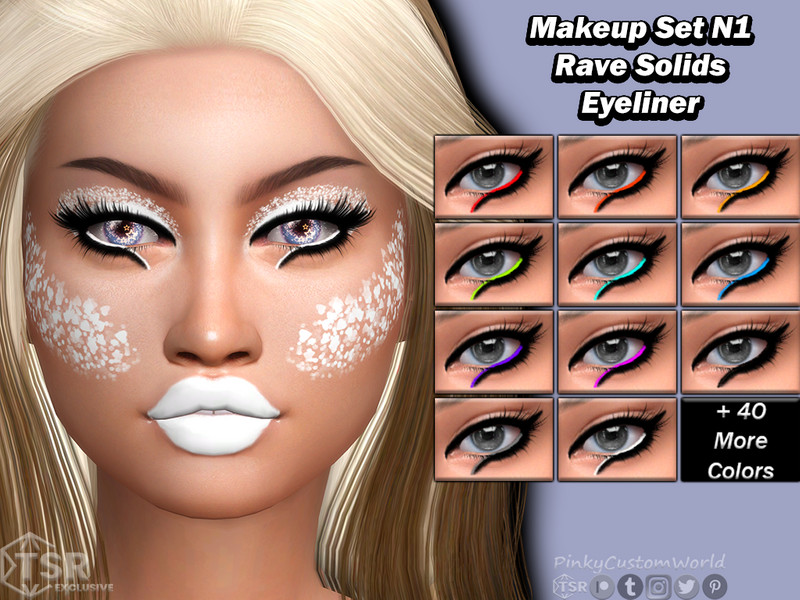 Sims 4 Makeup Set N1 - Rave Solids Eyeliner by PinkyCustomWorld