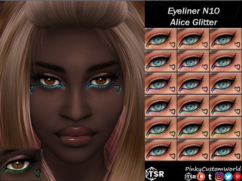 Sims 4 Eyeliner N10 - Alice Glitter by PinkyCustomWorld
