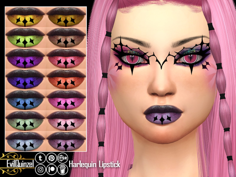 Sims 4 Harlequin Lipstick by EvilQuinzel