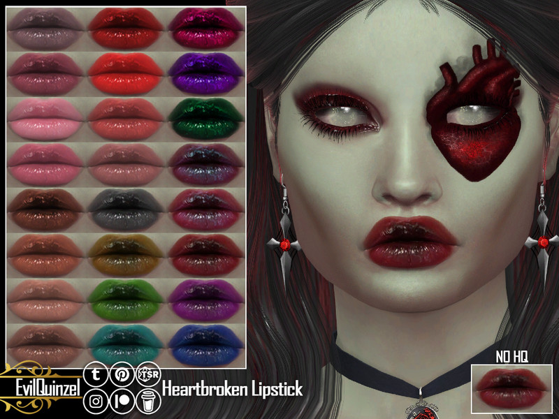 Sims 4 Heartbroken Lipstick by EvilQuinzel