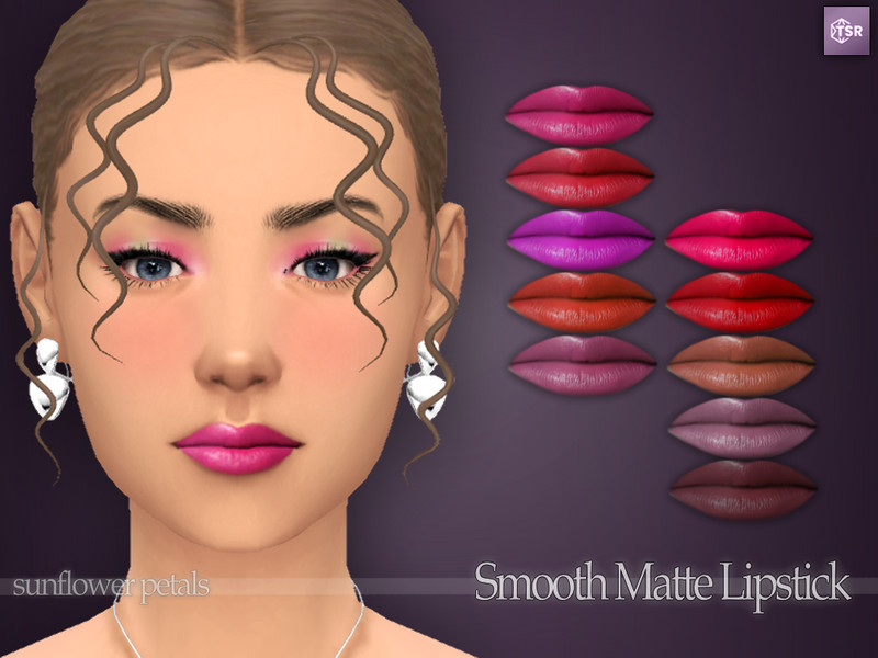 Sims 4 Smooth Matte Lipstick by SunflowerPetalsCC