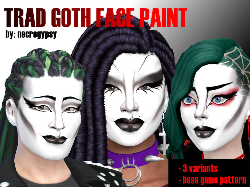 Sims 4 TRAD GOTH Makeup (FACEPAINT) by necrogypsy