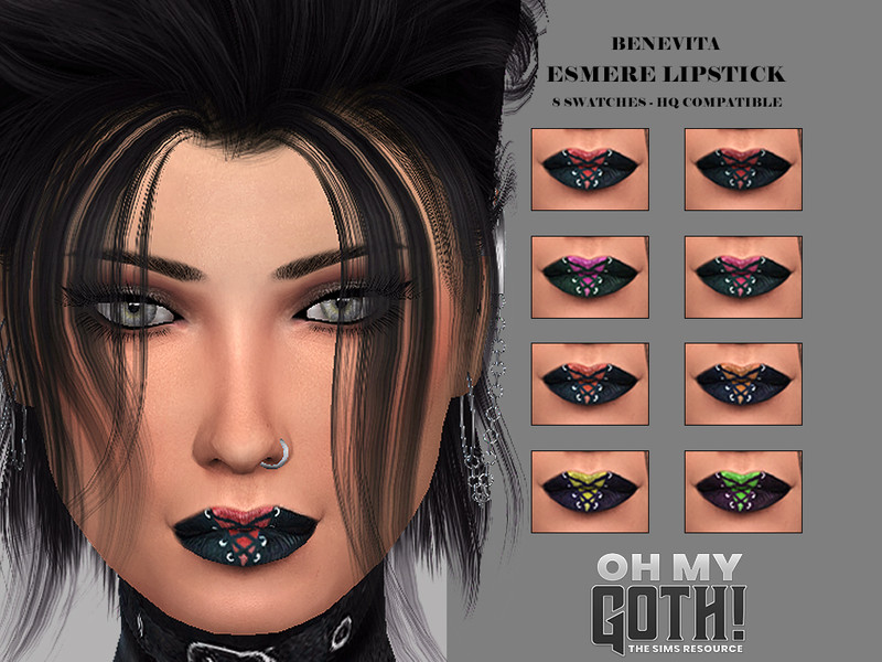 Sims 4 Oh My Goth-Esmere Lipstick [HQ] by Benevita