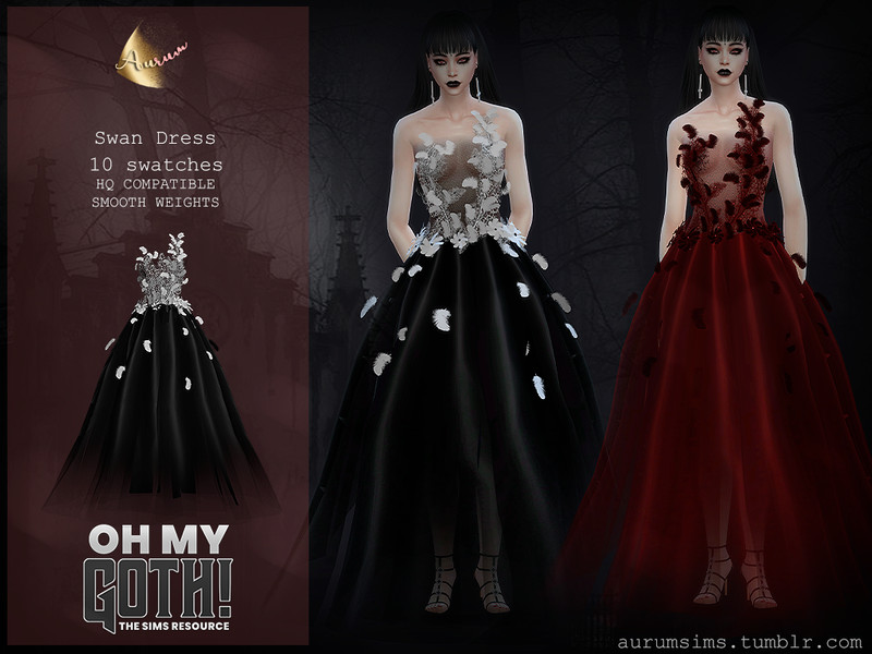 Sims 4 Oh My Goth - Swan Dress by AurumMusik