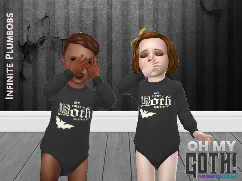 Sims 4 Oh My Goth - IP Toddler Goth Onesie by InfinitePlumbobs