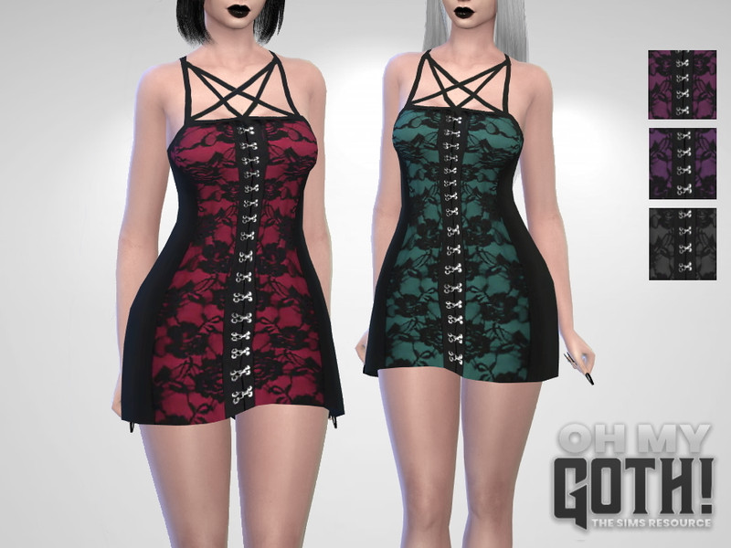 Sims 4 Oh My Goth - Gothic Dress by Puresim