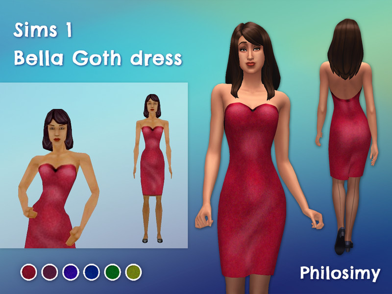 Sims 4 Sims 1 Bella Goth Dress by Philosimy