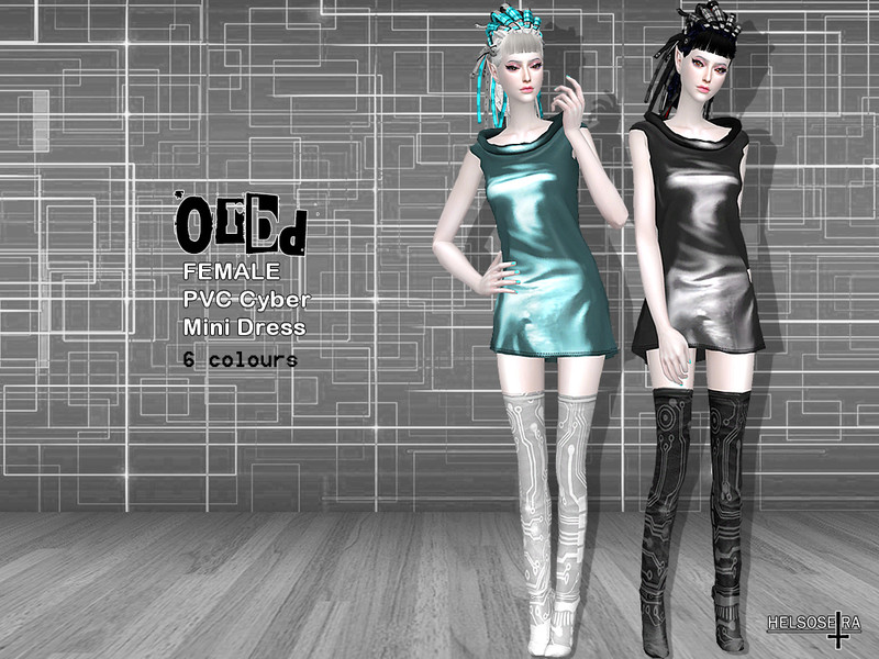 Sims 4 ORBD - PVC Cyber Goth - Mini Dress by Helsoseira