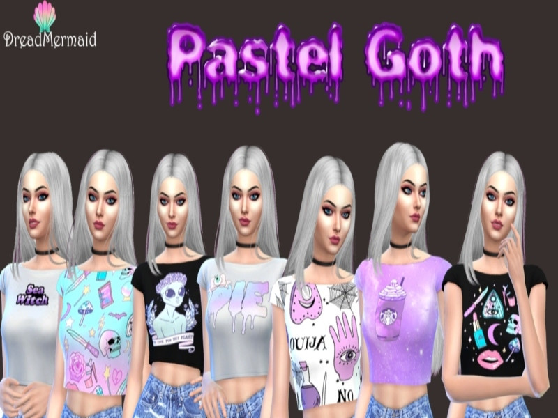 Sims 4 Pastel Goth Crops - Mesh needed by DreadMermaid