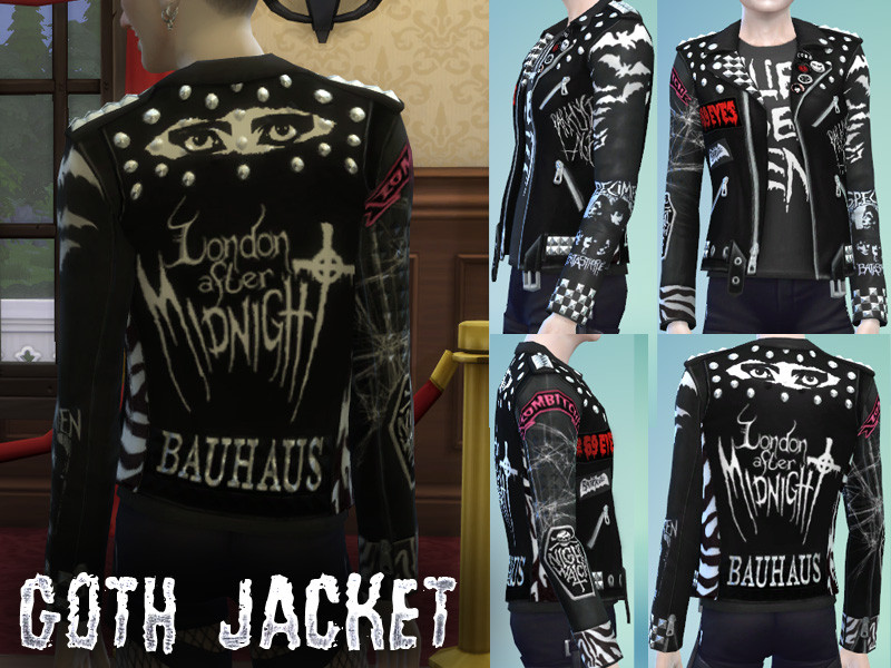 Sims 4 Goth Patches Jacket by Dementia_A by alicedementia