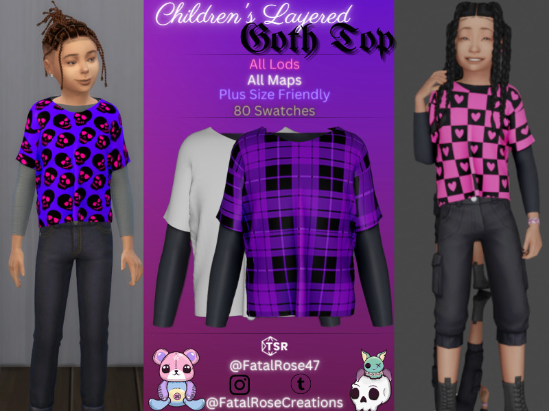 Sims 4 Layered Goth Top by FatalRose47