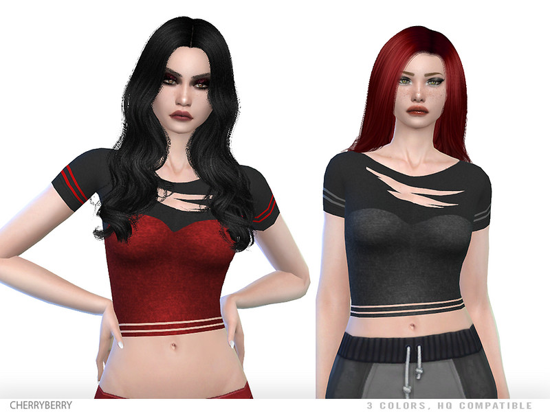 Sims 4 Goth Top by CherryBerrySim