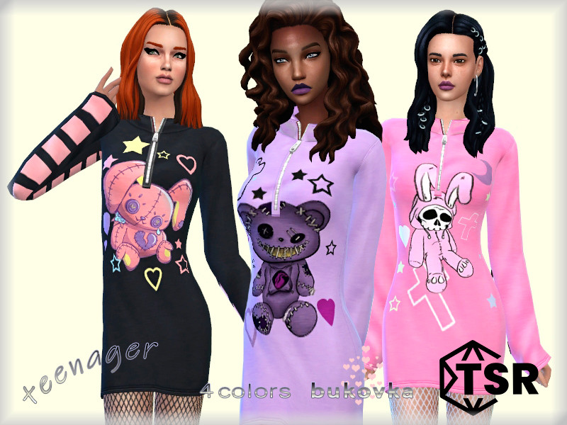 Sims 4 Dress Goth by bukovka
