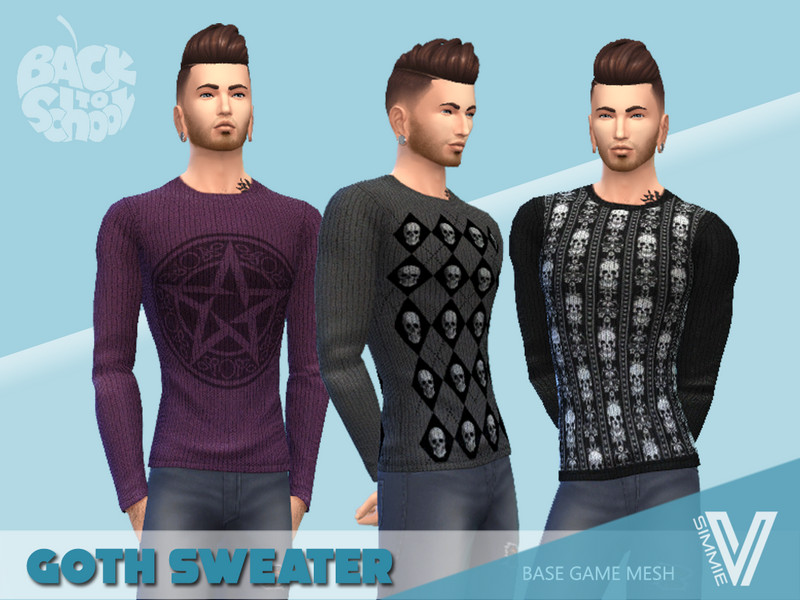Sims 4 Back to School Goth Sweater by SimmieV