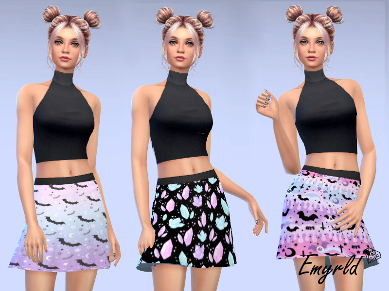 Sims 4 Pastel Goth Skirts (requires Cats and Dogs) by Emyrld