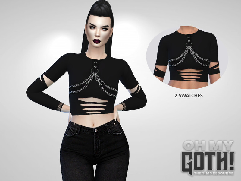 Sims 4 Oh My Goth - Gothic Cut Out Top by Puresim