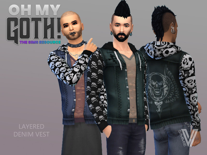 Sims 4 Oh My Goth Layered Denim Vest by SimmieV