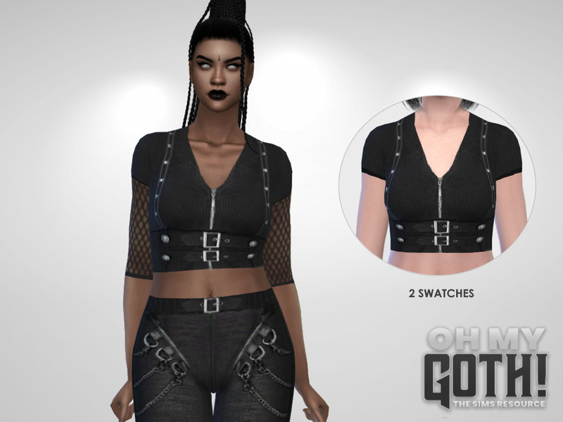 Sims 4 Oh My Goth - Gothic Buckle Top by Puresim